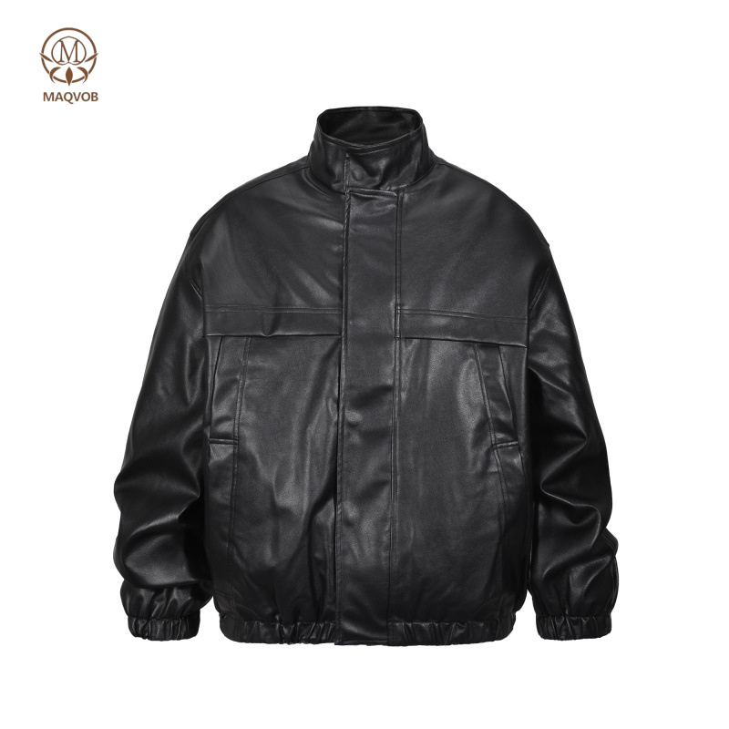 Leather Work Jacket Mens - Veste en cuir PU ACOMOSON, style