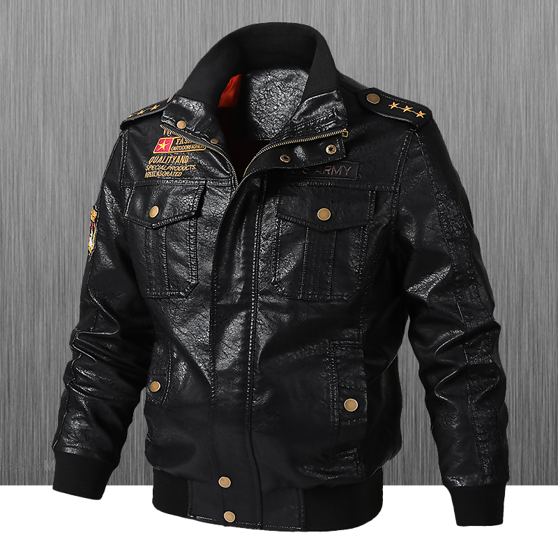 Leather Work Jacket - Blouson en cuir slim fit pour