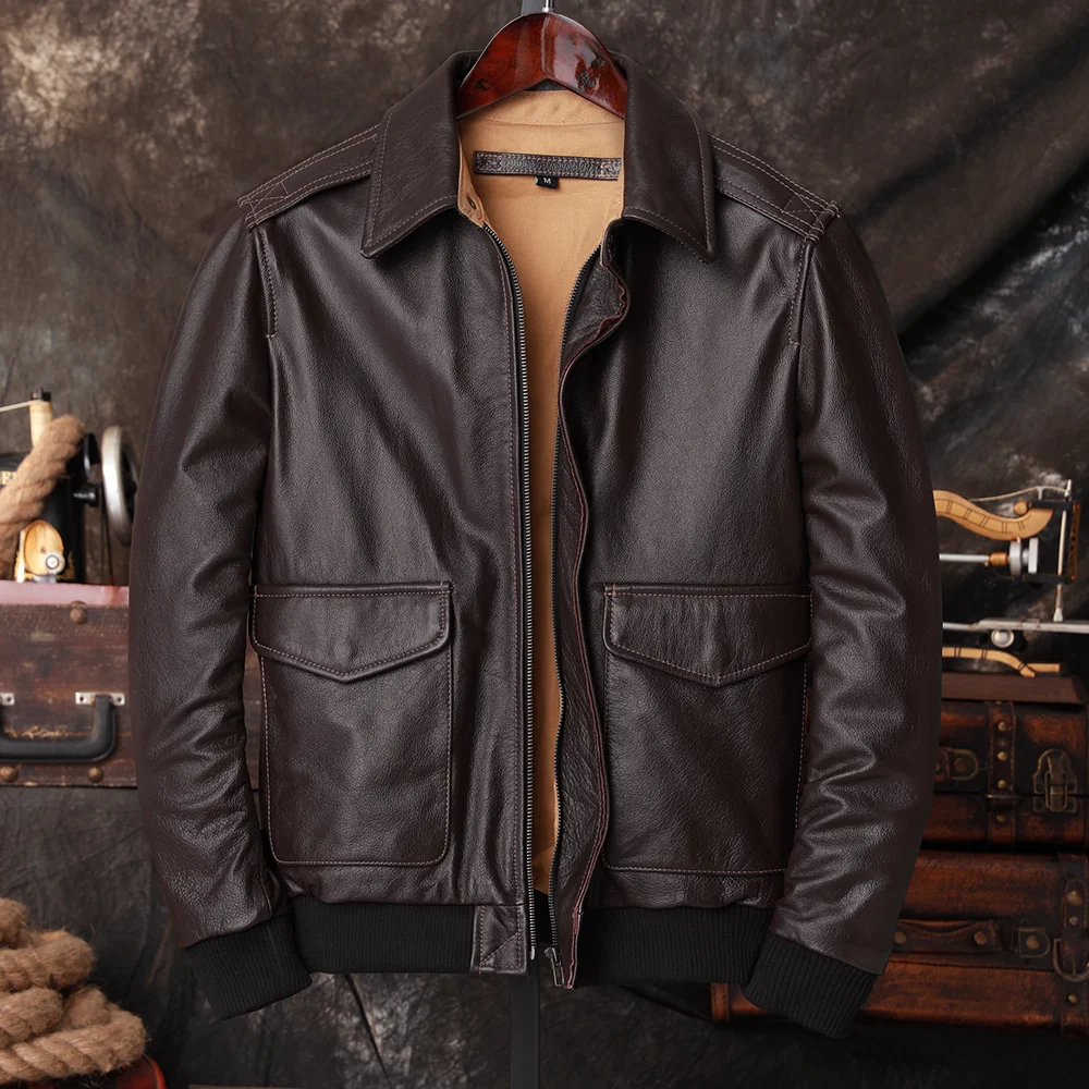 Leather Work Jacket - Blouson aviateur A2 en cuir véritable