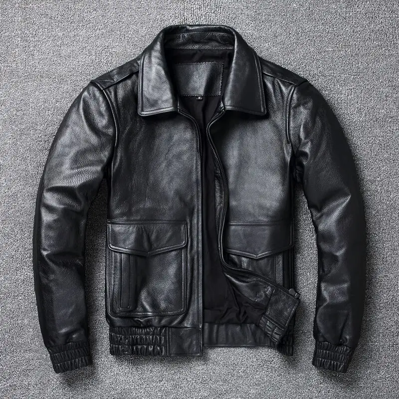 Leather Work Jacket - Veste d'hiver en cuir véritable pour