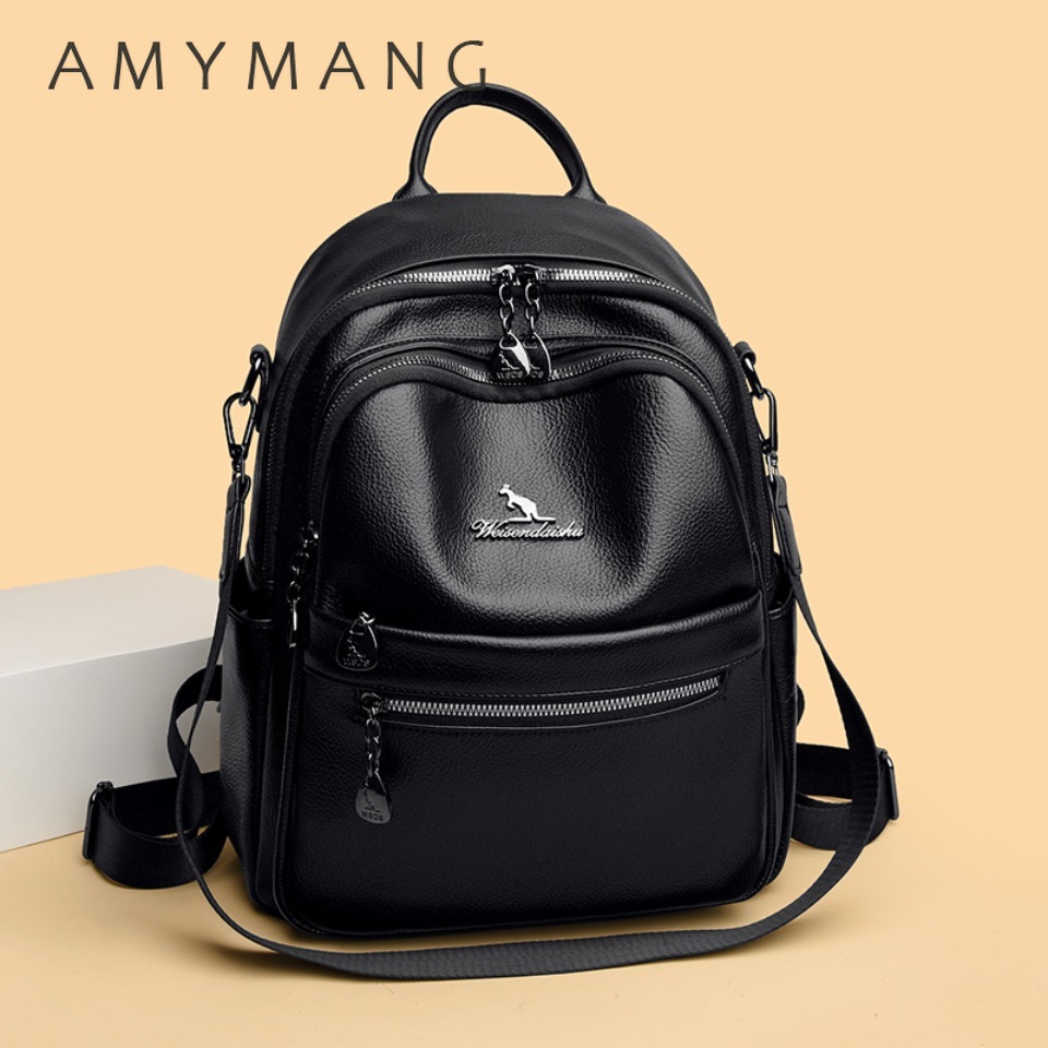 Leather Work Womens Backpack - Sac à dos en cuir texturé,