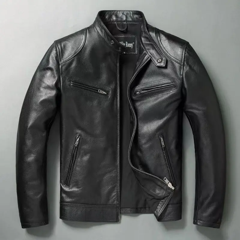 Leather Work Jacket - Veste en cuir véritable pour homme,