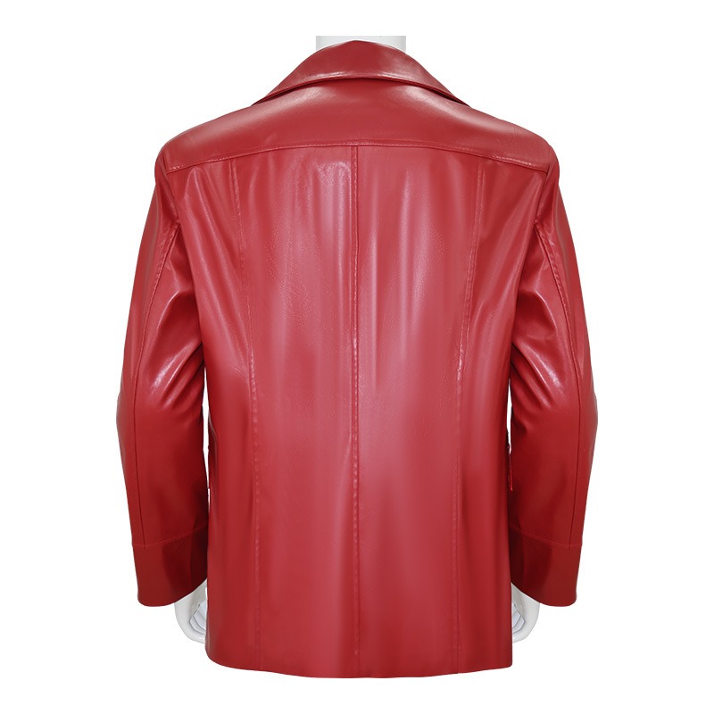 Veste en cuir rouge pour homme - Leather Work Jacket avis et prix