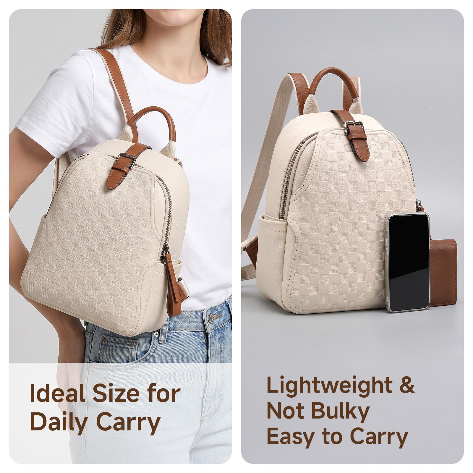 Sac à dos en cuir PU à carreau - Leather Work Womens Backpack avis et prix