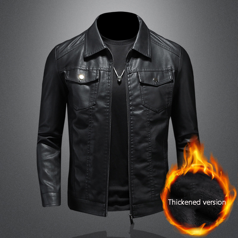 Blouson en cuir à revers pour  - Leather Work Jacket Mens avis et prix