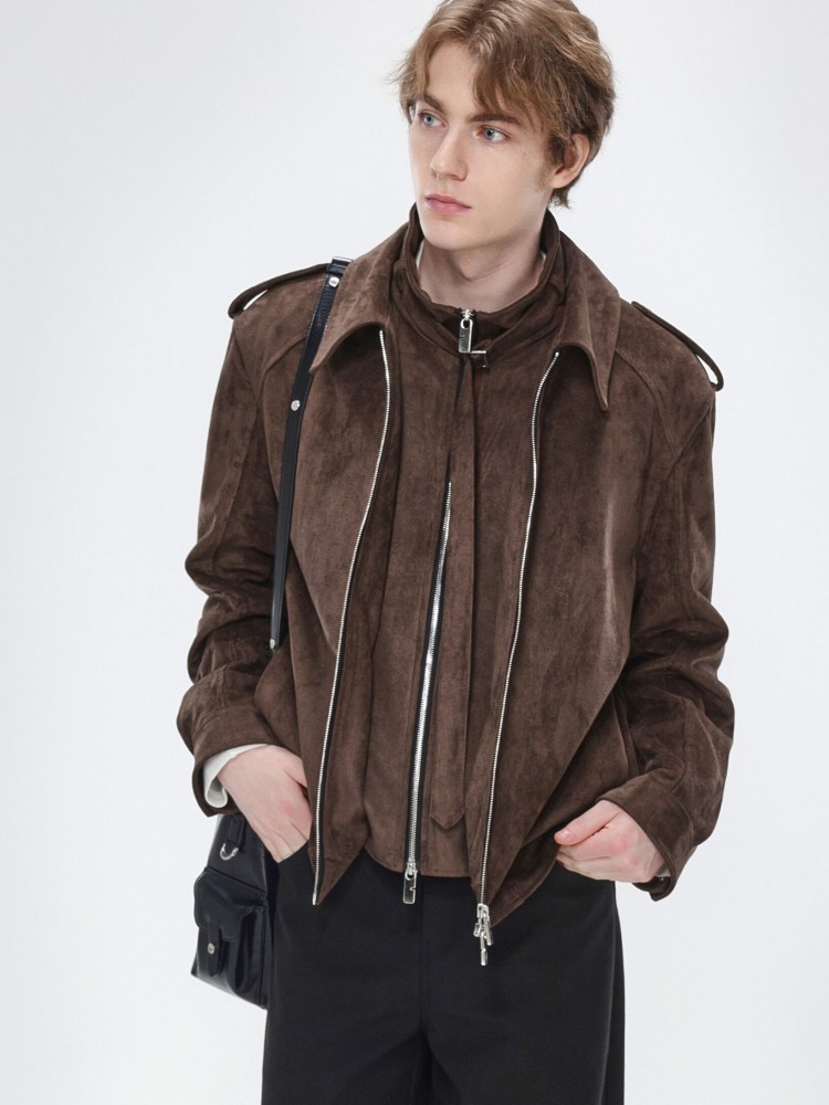 Veste en faux cuir suédé pour  - Leather Work Jacket Mens avis et prix