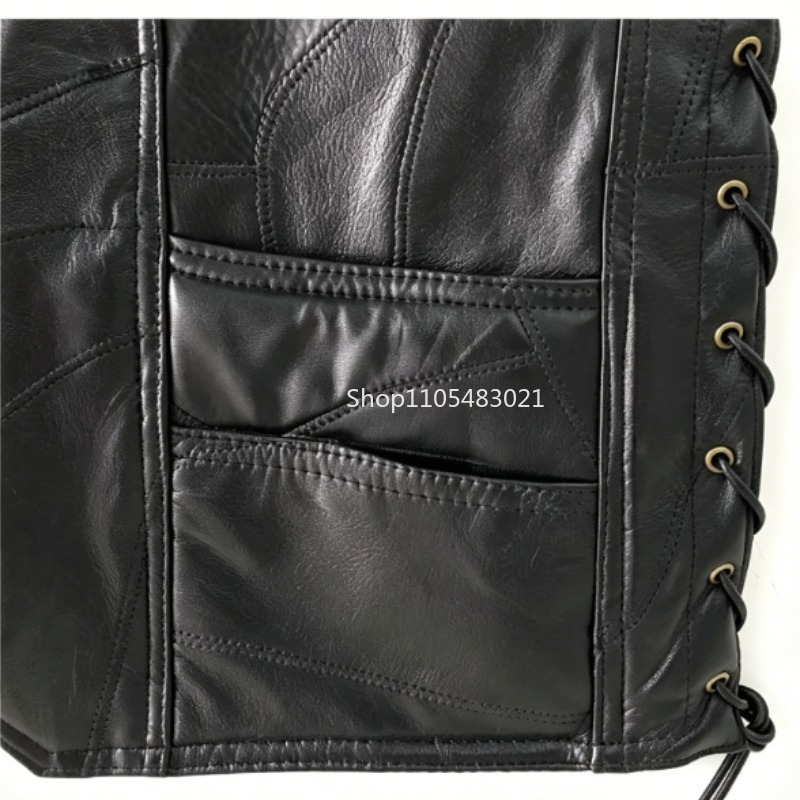 Gilet de motard en cuir noir p - Leather Work Jacket avis et prix