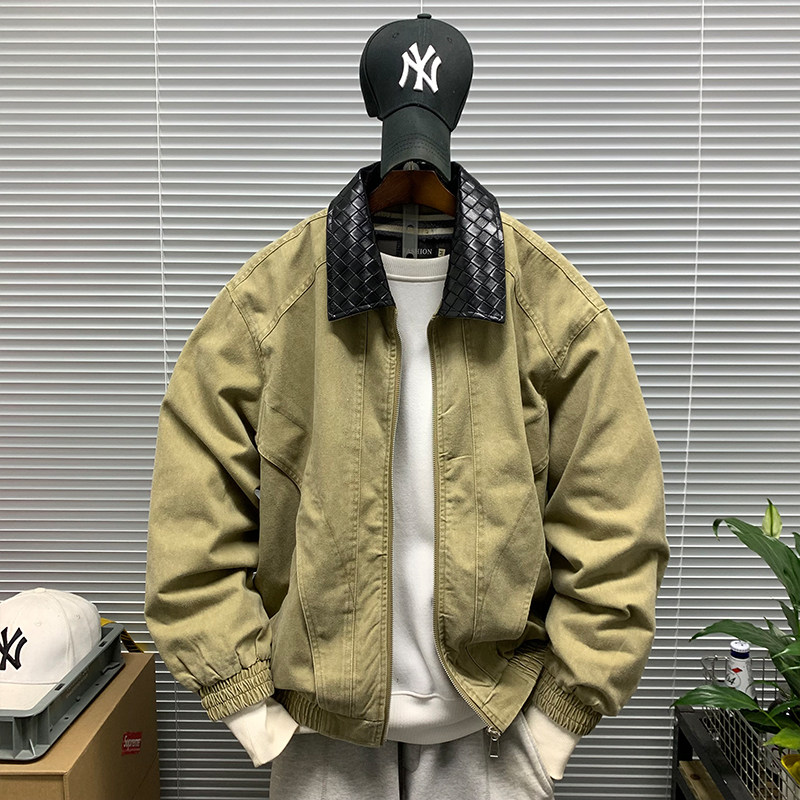 Veste de travail en jean délav - Leather Work Jacket Mens avis et prix