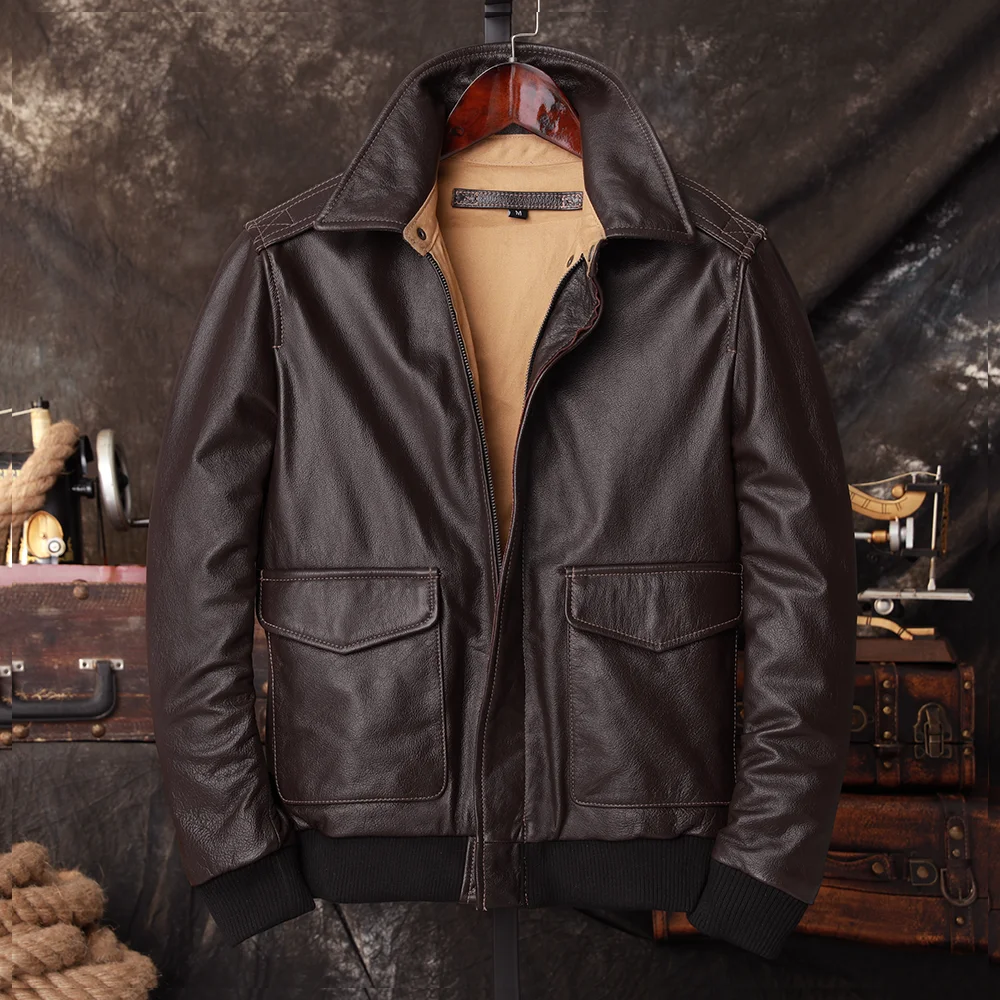 Blouson aviateur A2 en cuir vé - Leather Work Jacket avis et prix