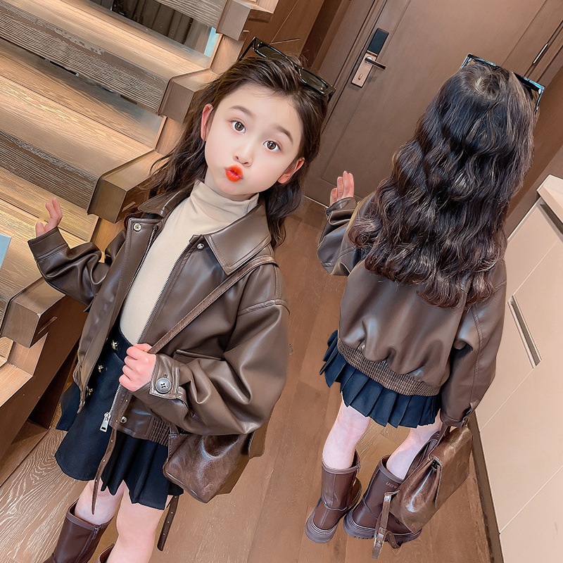 Veste en cuir PU courte à reve - Leather Work Jacket avis et prix
