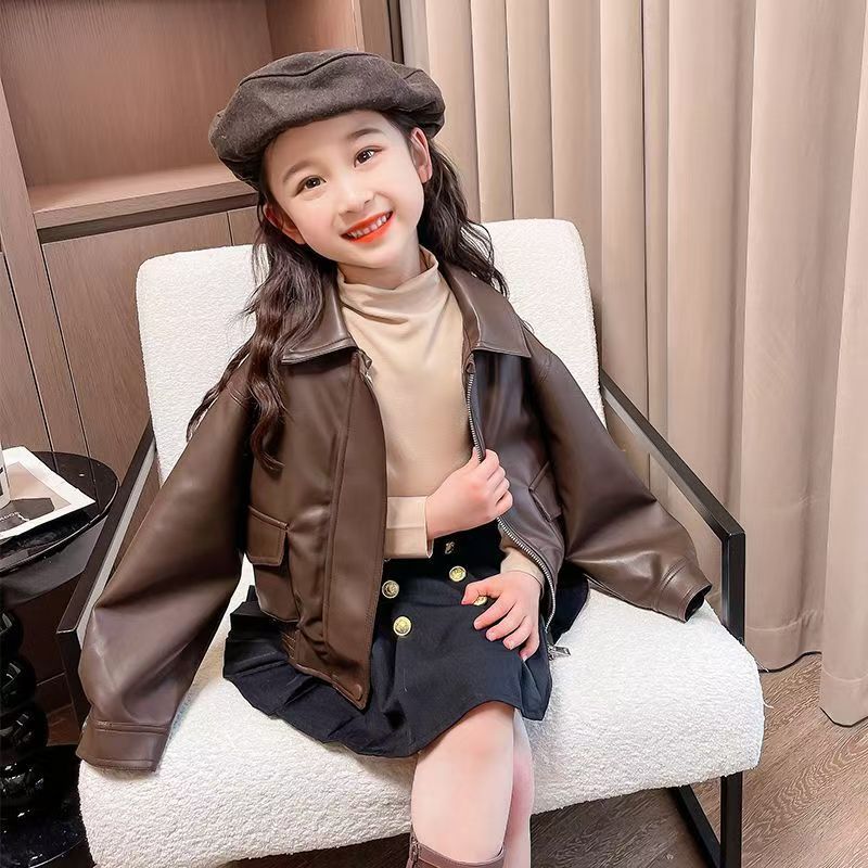 Veste en cuir PU courte à reve - Leather Work Jacket avis et prix