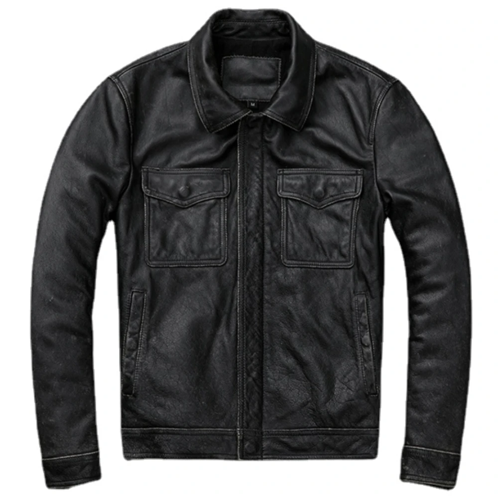 Veste en cuir véritable vintag - Leather Work Jacket avis et prix