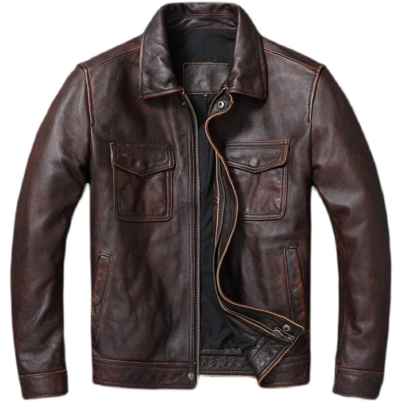 Veste en cuir véritable vintag - Leather Work Jacket avis et prix