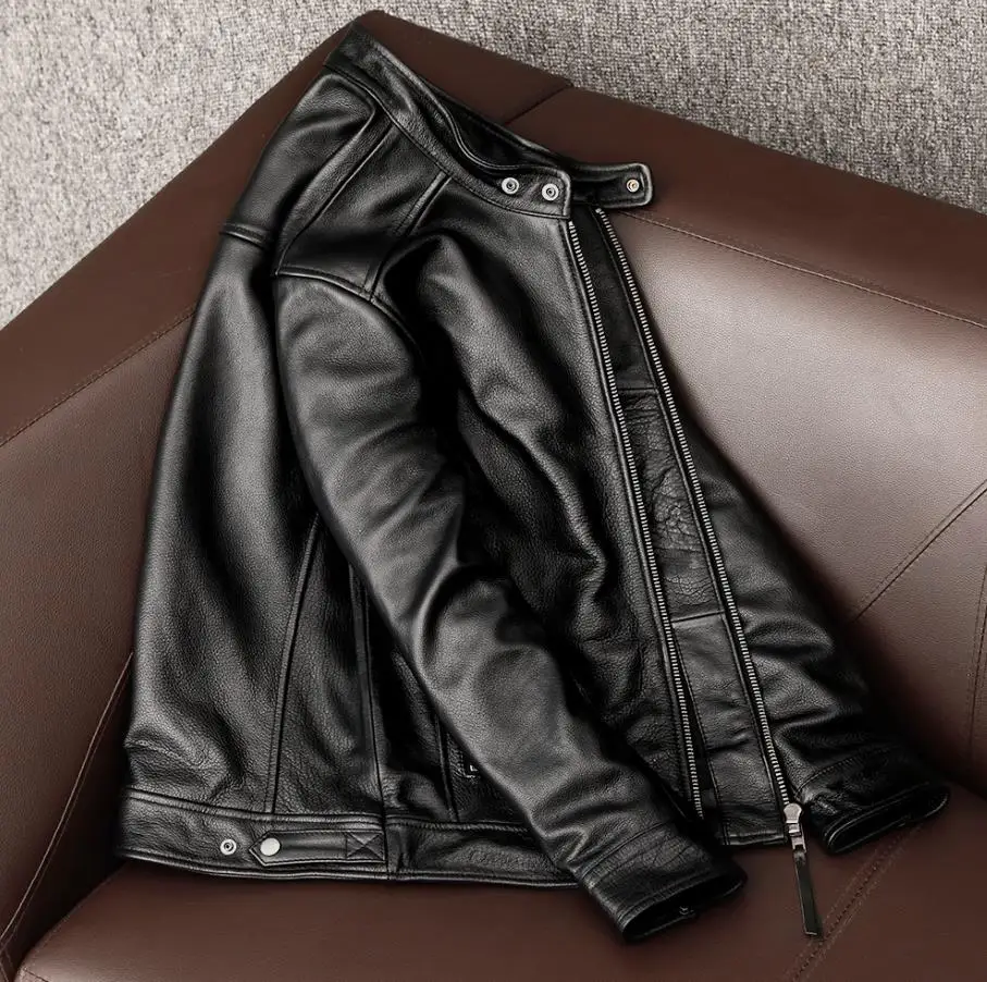 Veste de motard en cuir nature - Leather Work Jacket avis et prix