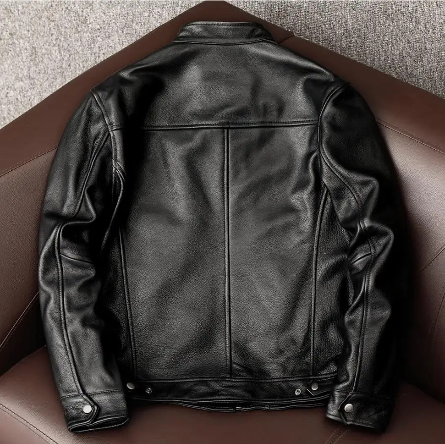 Veste de motard en cuir nature - Leather Work Jacket avis et prix